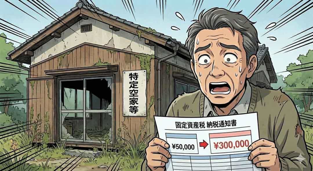 固定資産税が6倍になった請求書を見て驚き震える中高年男性
